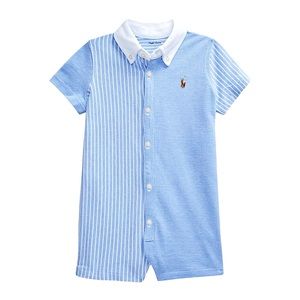 Ralph Lauren Light Blue & White Striped Polo One-Piece
